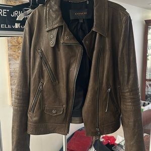 Coach leather jacket , size Large